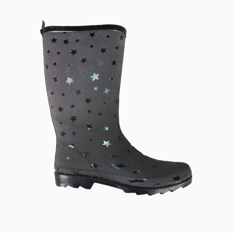 Ladies Fashion Printed Foaming Starry Style Rubber Rain Boots